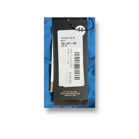 ViX XL Blue Polyamide Bia Tube Bikini Bottom 24K Gold Accents Full Coverage NWT - Picture 10 of 13